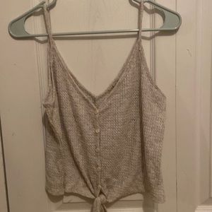 Urban Outfitters Waffle Print Light Gray Tie Tank